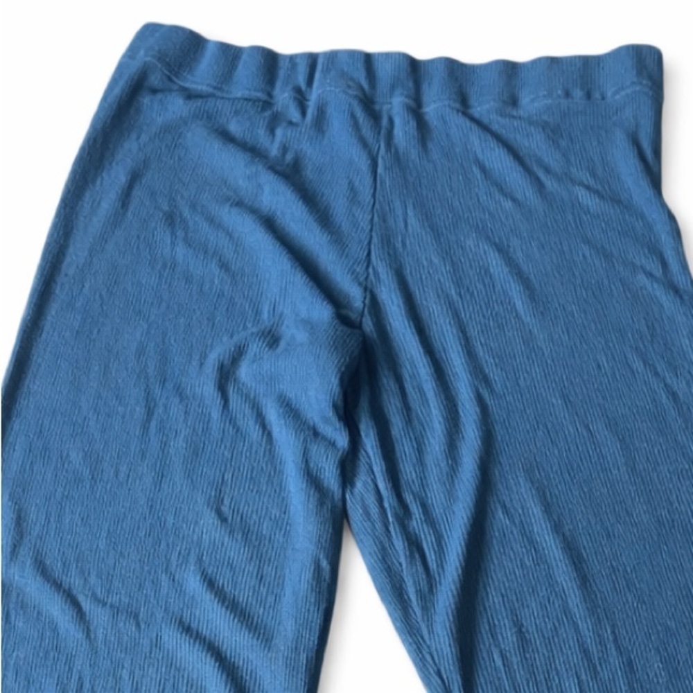 Naadam Ribbed Knit Lounge Pants XL Blue Wide Leg Pull-On Casual Cozy - Picture 2 of 3